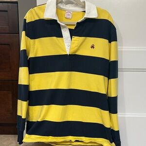 Brooks Brothers Yellow and Black Striped Polo Shirt
